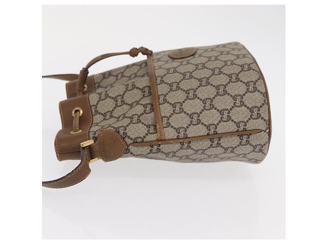 Borsa a Spalla GUCCI GG Plus Supreme PVC Beige Oro Auth ka2009 D'oro - vista 5