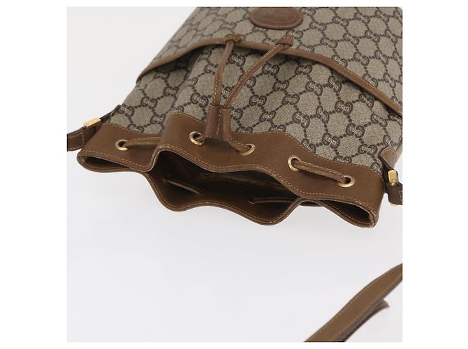 Borsa a Spalla GUCCI GG Plus Supreme PVC Beige Oro Auth ka2009 D'oro - vista 6