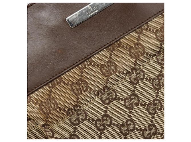 Borsa a Spalla GG Canvas Gucci Beige Argento 27639 Auth 170299 - vista 14