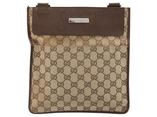 Borsa a Spalla GG Canvas Gucci Beige Argento 27639 Auth 170299 - vista 2