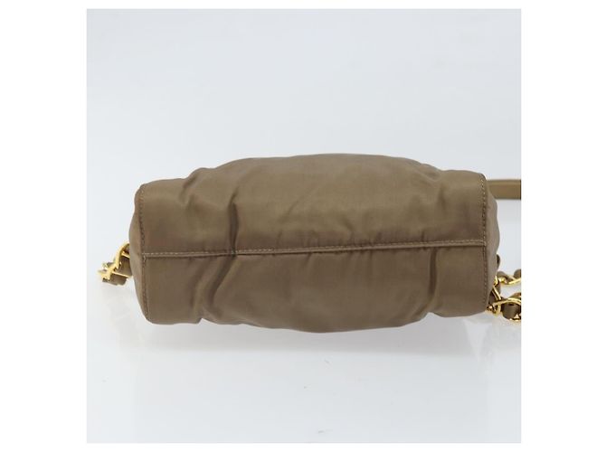 Borsa a Spalla con Catena Prada in Nylon Marrone Oro Auth bs33167 D'oro - vista 10
