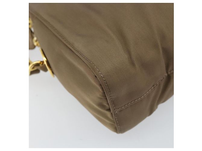 Borsa a Spalla con Catena Prada in Nylon Marrone Oro Auth bs33167 D'oro - vista 12