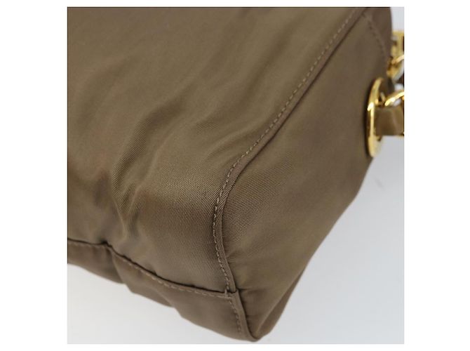 Borsa a Spalla con Catena Prada in Nylon Marrone Oro Auth bs33167 D'oro - vista 13