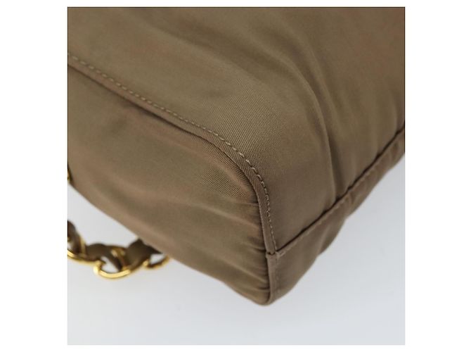 Borsa a Spalla con Catena Prada in Nylon Marrone Oro Auth bs33167 D'oro - vista 14