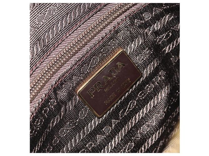 Borsa a Spalla con Catena Prada in Nylon Marrone Oro Auth bs33167 D'oro - vista 17
