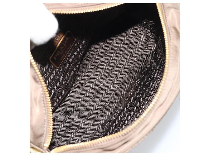 Borsa a Spalla con Catena Prada in Nylon Marrone Oro Auth bs33167 D'oro - vista 18