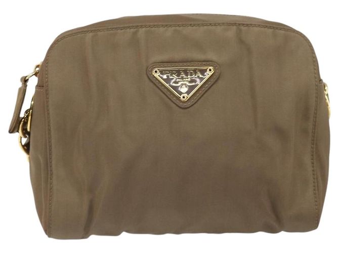 Borsa a Spalla con Catena Prada in Nylon Marrone Oro Auth bs33167 D'oro - vista 2