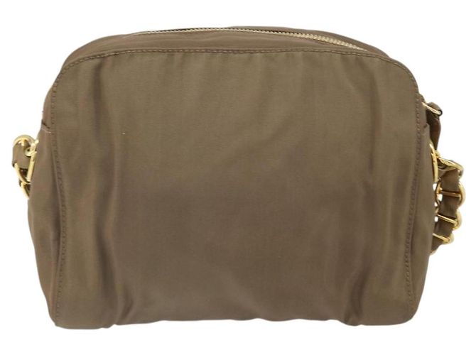 Borsa a Spalla con Catena Prada in Nylon Marrone Oro Auth bs33167 D'oro - vista 3