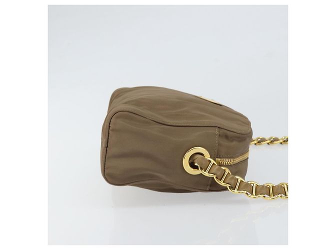 Borsa a Spalla con Catena Prada in Nylon Marrone Oro Auth bs33167 D'oro - vista 4