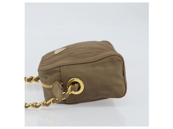 Borsa a Spalla con Catena Prada in Nylon Marrone Oro Auth bs33167 D'oro - vista 5