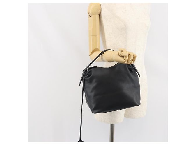 Borsa a mano LOEWE in pelle nera argento autentica 169484 Nero - vista 22