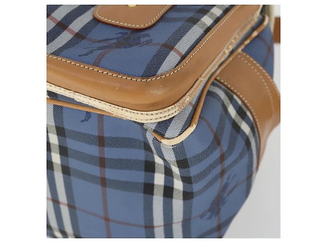 Borsa a Spalla Burberrys Nova Check PVC Blu Oro Auth BA9593 D'oro - vista 10