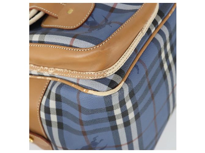 Borsa a Spalla Burberrys Nova Check PVC Blu Oro Auth BA9593 D'oro - vista 11