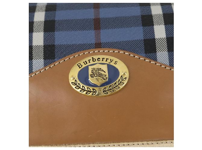 Borsa a Spalla Burberrys Nova Check PVC Blu Oro Auth BA9593 D'oro - vista 14