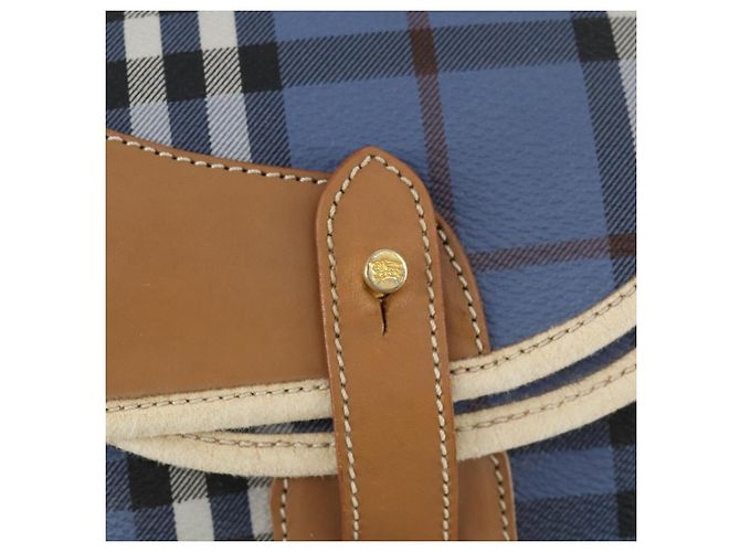 Borsa a Spalla Burberrys Nova Check PVC Blu Oro Auth BA9593 D'oro - vista 15