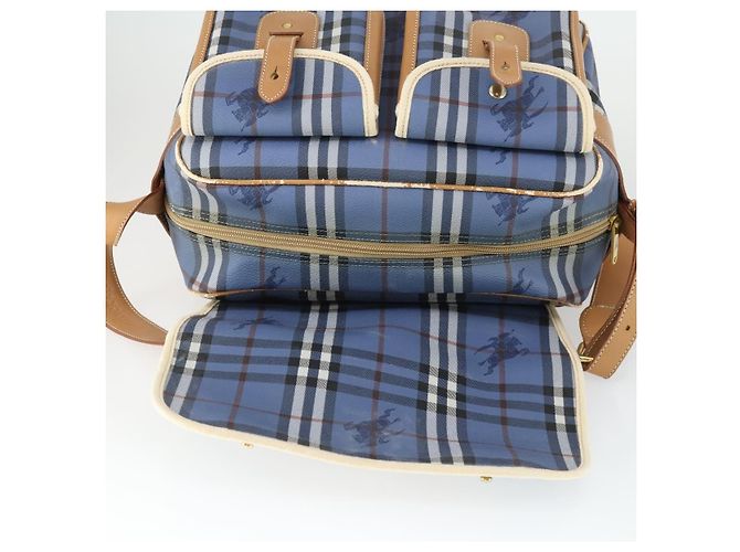 Borsa a Spalla Burberrys Nova Check PVC Blu Oro Auth BA9593 D'oro - vista 16