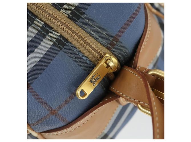 Borsa a Spalla Burberrys Nova Check PVC Blu Oro Auth BA9593 D'oro - vista 17