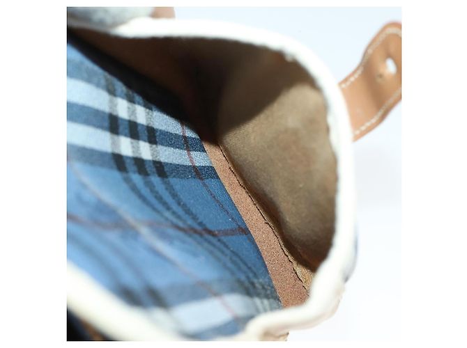 Borsa a Spalla Burberrys Nova Check PVC Blu Oro Auth BA9593 D'oro - vista 25