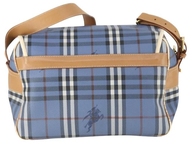 Borsa a Spalla Burberrys Nova Check PVC Blu Oro Auth BA9593 D'oro - vista 3