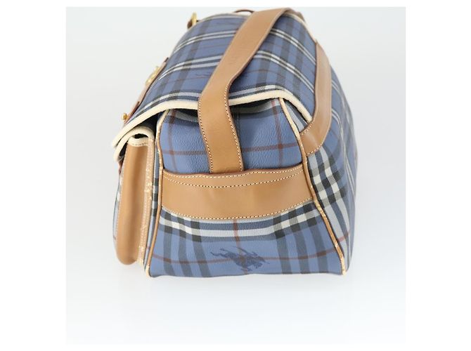 Borsa a Spalla Burberrys Nova Check PVC Blu Oro Auth BA9593 D'oro - vista 4