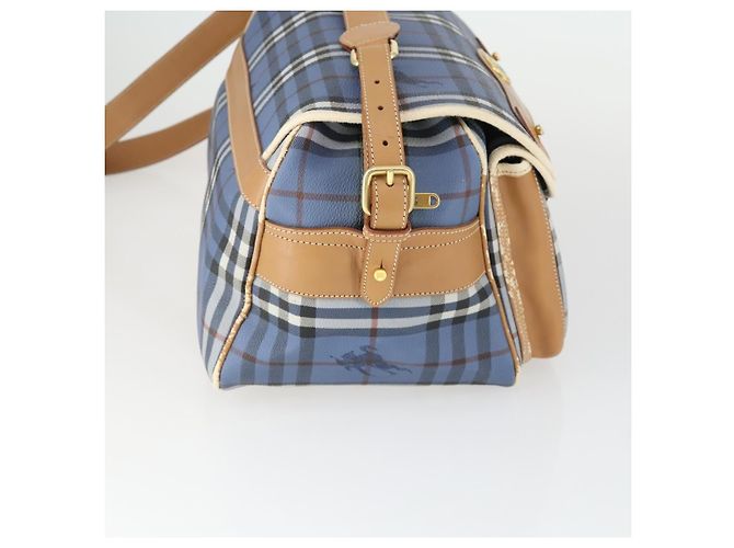Borsa a Spalla Burberrys Nova Check PVC Blu Oro Auth BA9593 D'oro - vista 5
