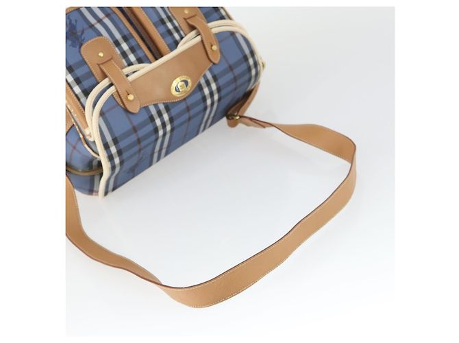 Borsa a Spalla Burberrys Nova Check PVC Blu Oro Auth BA9593 D'oro - vista 7