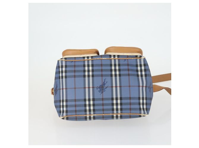 Borsa a Spalla Burberrys Nova Check PVC Blu Oro Auth BA9593 D'oro - vista 9