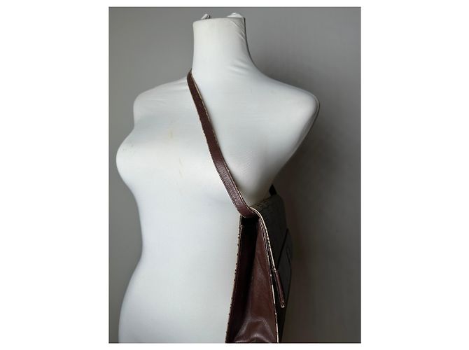 Bolso multiway de cuero monograma vintage Givenchy gris marrón Castaño - vista 6