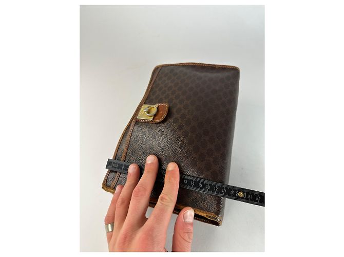 Céline Clutch de couro monograma Triomphe Celine Paris vintage marrom - vista 11