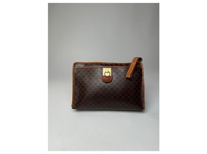 Céline Clutch de couro monograma Triomphe Celine Paris vintage marrom - vista 12
