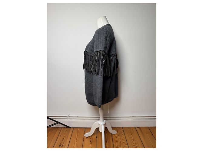 Vintage Givenchy Wollmantel / Strickjacke Anthrazit L Anthrazitgrau - Ansicht 10