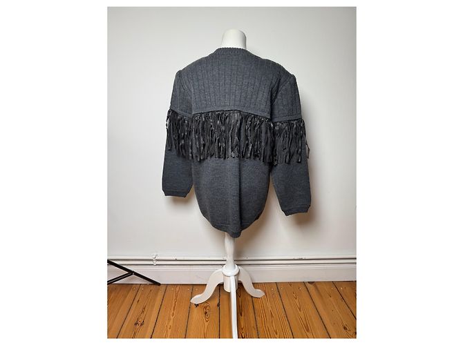Vintage Givenchy Wollmantel / Strickjacke Anthrazit L Anthrazitgrau - Ansicht 11