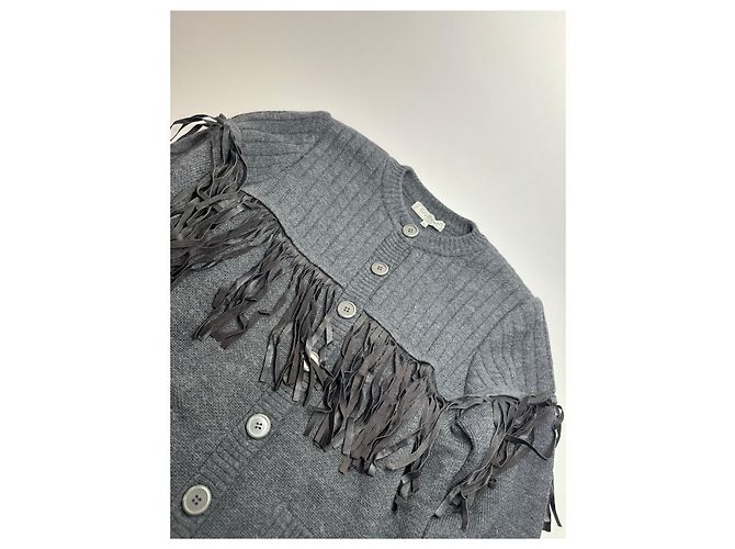 Vintage Givenchy Wollmantel / Strickjacke Anthrazit L Anthrazitgrau - Ansicht 2