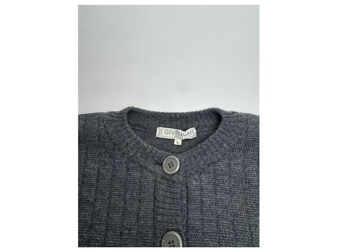 Vintage Givenchy Wollmantel / Strickjacke Anthrazit L Anthrazitgrau - Ansicht 3