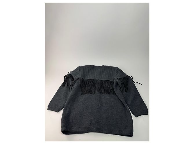 Vintage Givenchy Wollmantel / Strickjacke Anthrazit L Anthrazitgrau - Ansicht 5