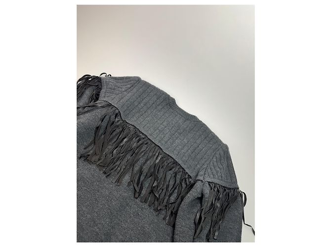 Vintage Givenchy Wollmantel / Strickjacke Anthrazit L Anthrazitgrau - Ansicht 6