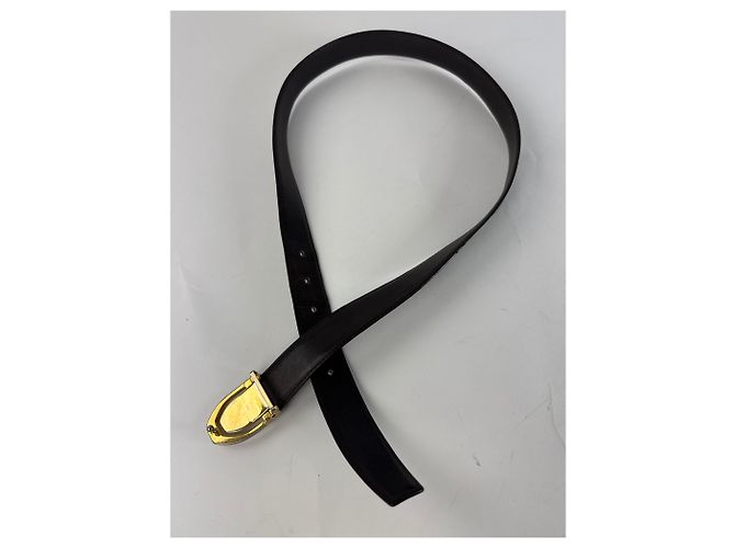 Céline Vintage Celine Paris Triomphe Ledergürtel Schwarz Braun - Ansicht 5