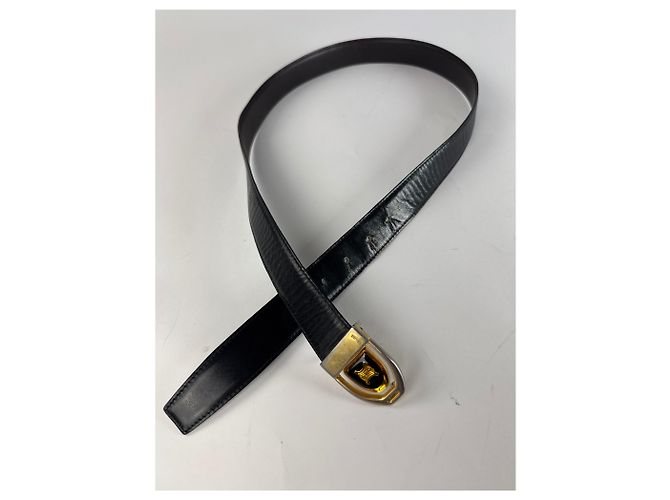 Céline Vintage Celine Paris Triomphe Ledergürtel Schwarz Braun - Ansicht 6