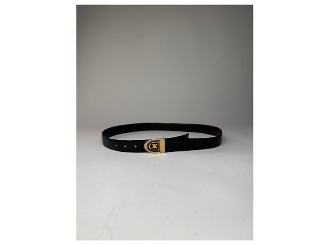 Céline Vintage Celine Paris Triomphe Ledergürtel Schwarz Braun - Ansicht 7