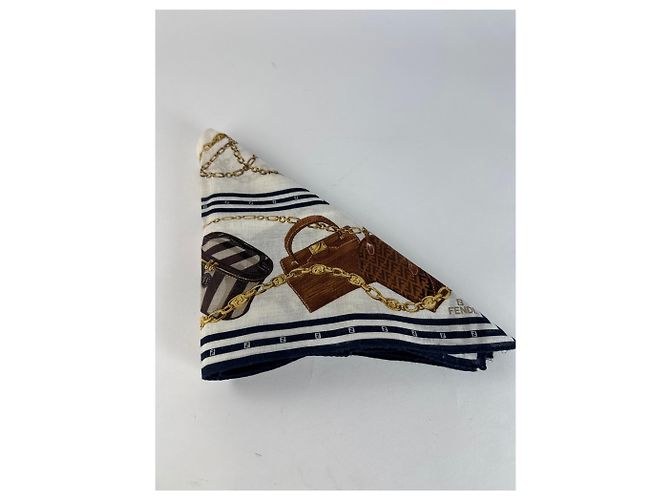 Sciarpa Astratta Vintage Fendi Bianca Nera Marrone Multicolore - vista 8