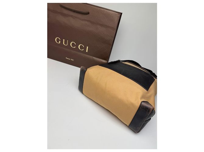 Vintage Gucci Canvas/Leder Handtasche in Kamelbraun - Ansicht 11
