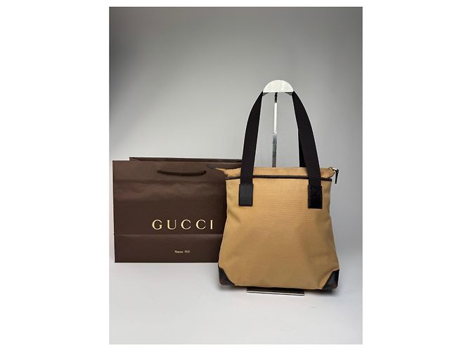 Vintage Gucci Canvas/Leder Handtasche in Kamelbraun - Ansicht 2