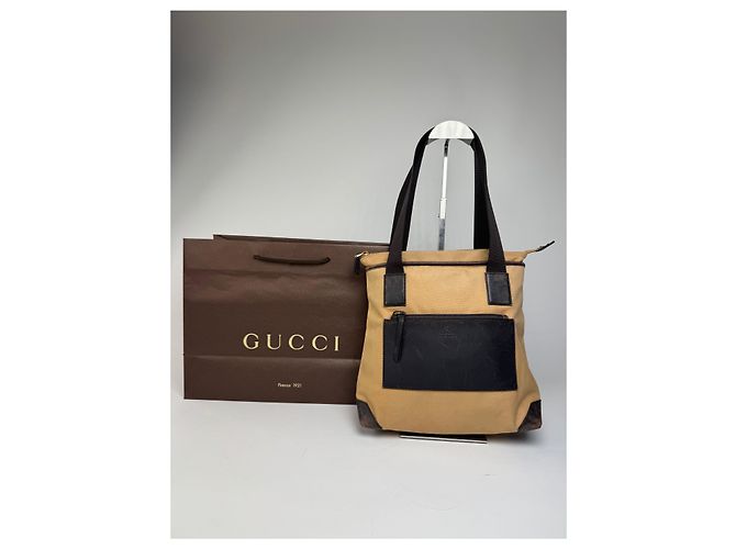Vintage Gucci Canvas/Leder Handtasche in Kamelbraun - Ansicht 5