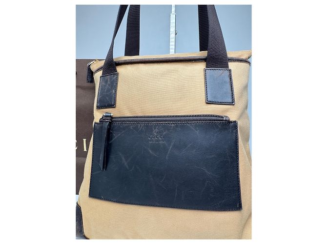 Vintage Gucci Canvas/Leder Handtasche in Kamelbraun - Ansicht 7