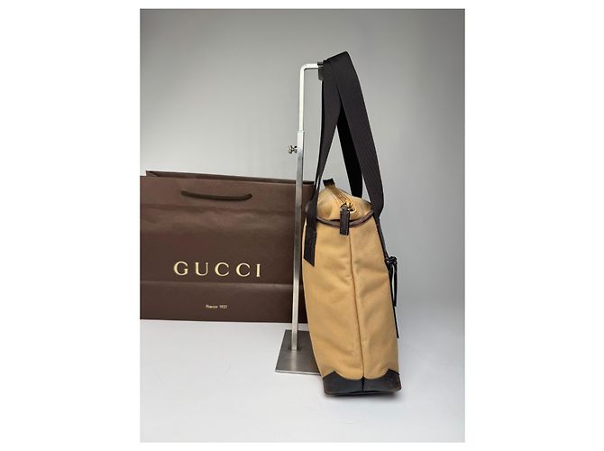 Vintage Gucci Canvas/Leder Handtasche in Kamelbraun - Ansicht 8