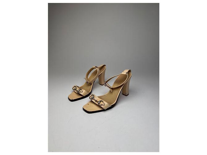 Vintage Gucci Lederpumps mit Pferdebit beige EU35C - Ansicht 3
