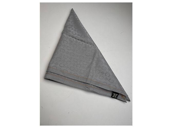 Céline Sciarpa Vintage Celine C Monogramma Argento Nero Grigio - vista 8