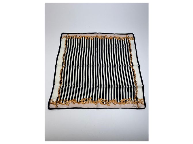 Sciarpa Stripes Vintage Fendi Nero Bianco Oro - vista 4