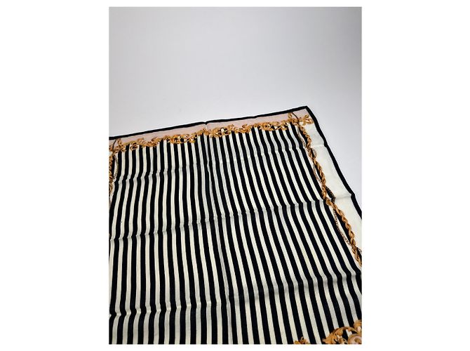 Sciarpa Stripes Vintage Fendi Nero Bianco Oro - vista 6