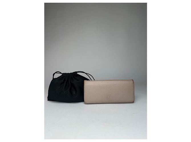 Vintage Loewe Leather Long Wallet Beige Grey - view 10